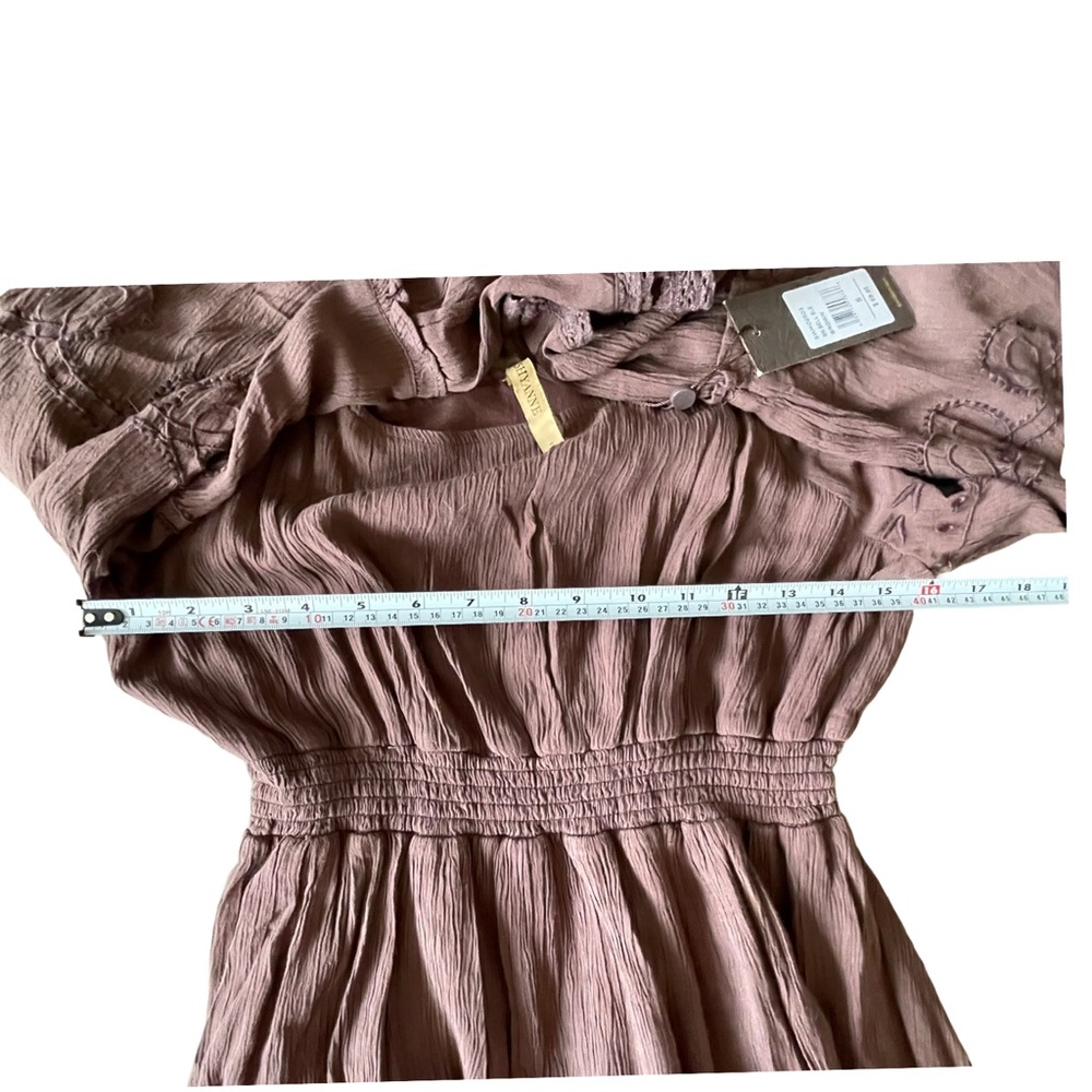 Boot Barn Shyanne Highlands Bell Sleeve Embroidered Brown Mini Dress Size Small - Picture 11 of 11
